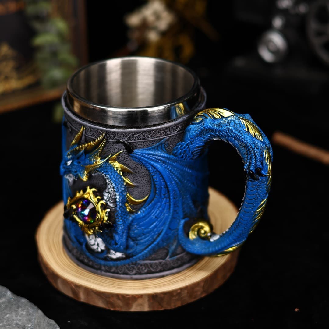 Mysterious Gift Cup Diamond Guardian Dragon Stainless Steel Beer Cup Foreign Trade Export Draft Beer Cup Large Capacity High Value