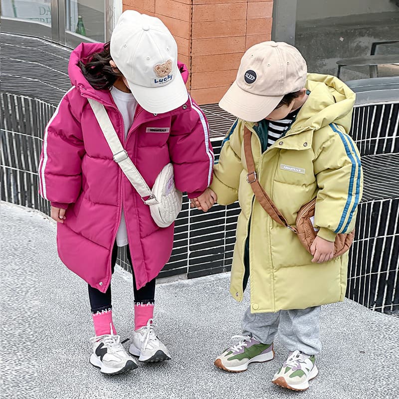 Children's Mid-Length Cotton Padded Coat Boys' and Girls' Outerwear Large Kids' Quilted Jacket