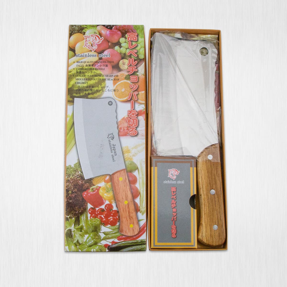 Vietnamese Machete, Luoji B-215 Kitchen Knife, Stainless Steel Wood Handle Home Bone Chopper