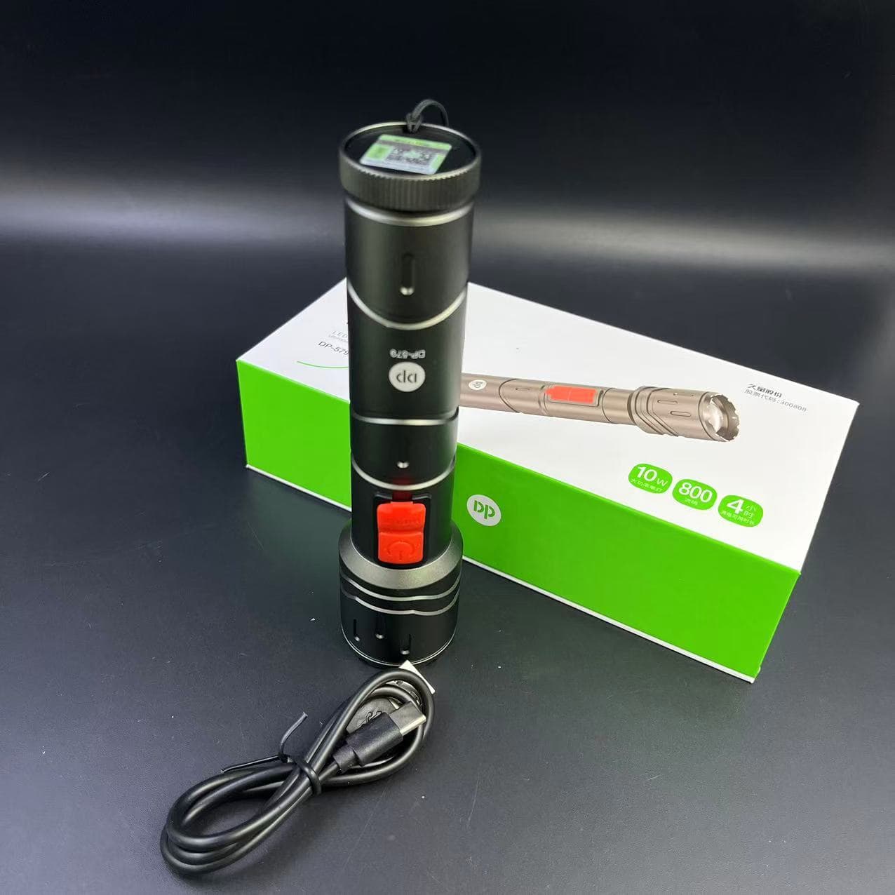 Long DP579 Aluminum Alloy Mini Flashlight, Rechargeable Lithium, Laser Gun Focusing, Portable Flashlight