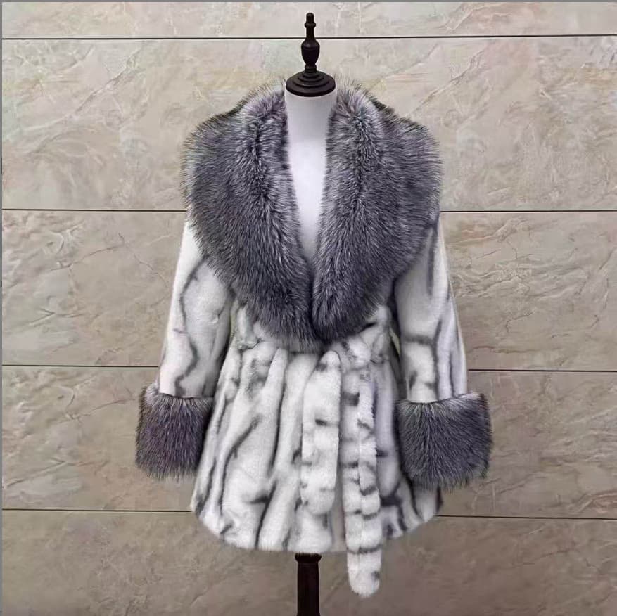 Mid-Length Mink Velvet Coat Luxury Snow Mink Fur Integrated Fashion Imitation Mink Velvet Coat European Mink Velvet Fluffy Coat