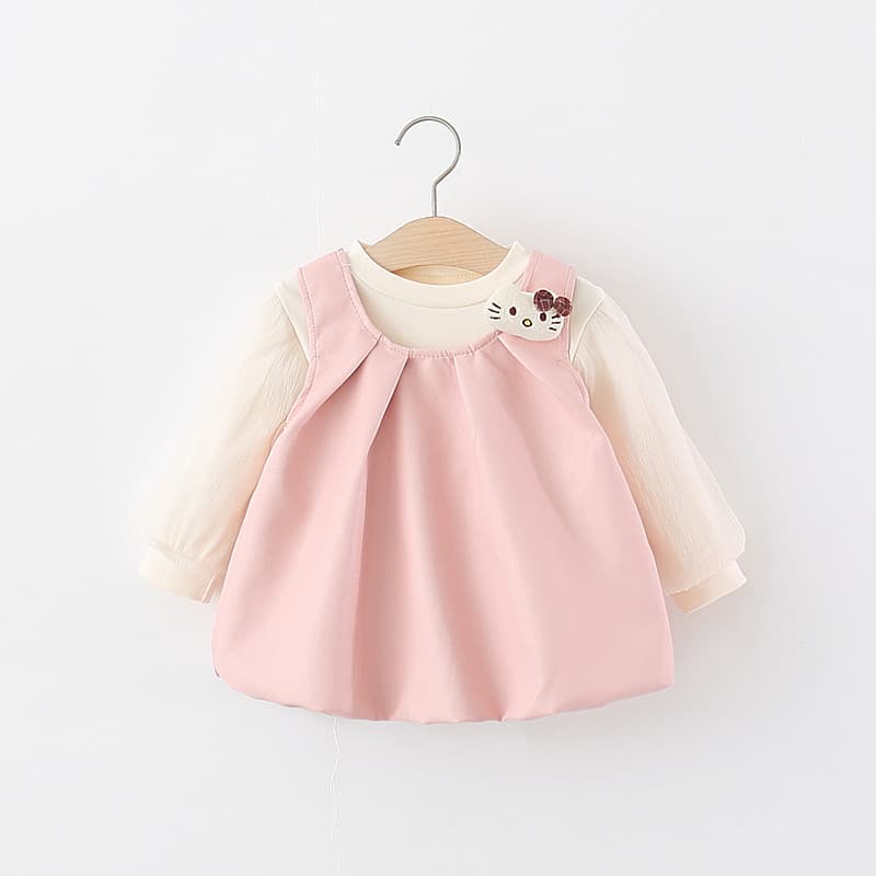 Infant princess suit with suspenders and two-piece clothes for baby girl, super cute and stylish one-piece dress for autumn outings
