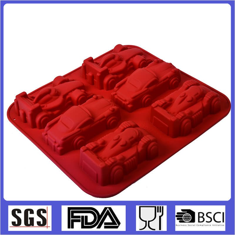 6-link go-kart silicone cake mold DIY car model baking mold creative cartoon car splicing mold manufacturer wholesale