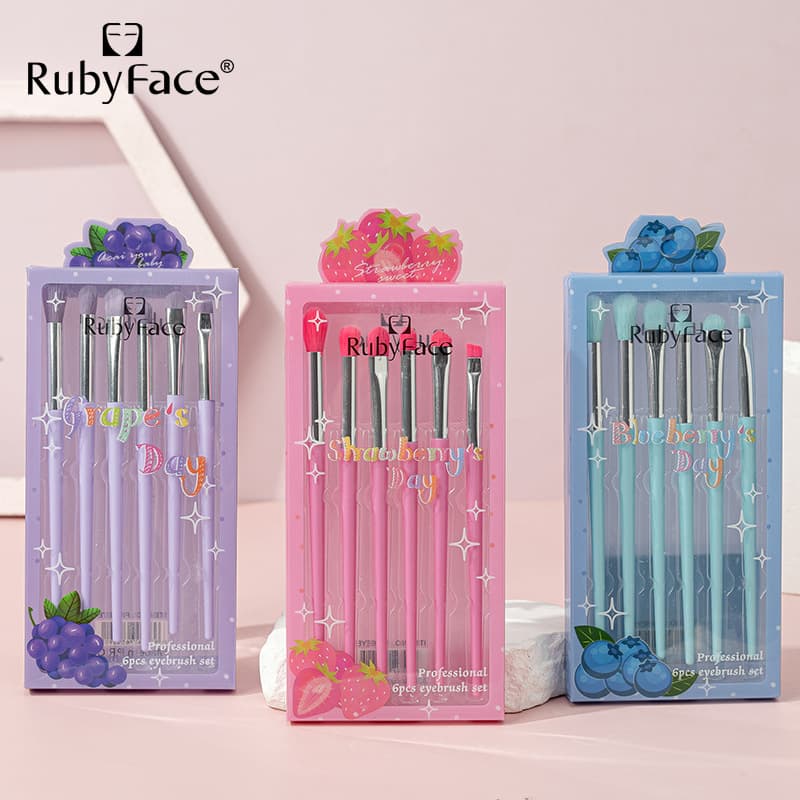 RUBYFACE In Stock 6-Piece Eyeshadow Brush Set Fruit Series Makeup Tools Cosmetic Brush Set
