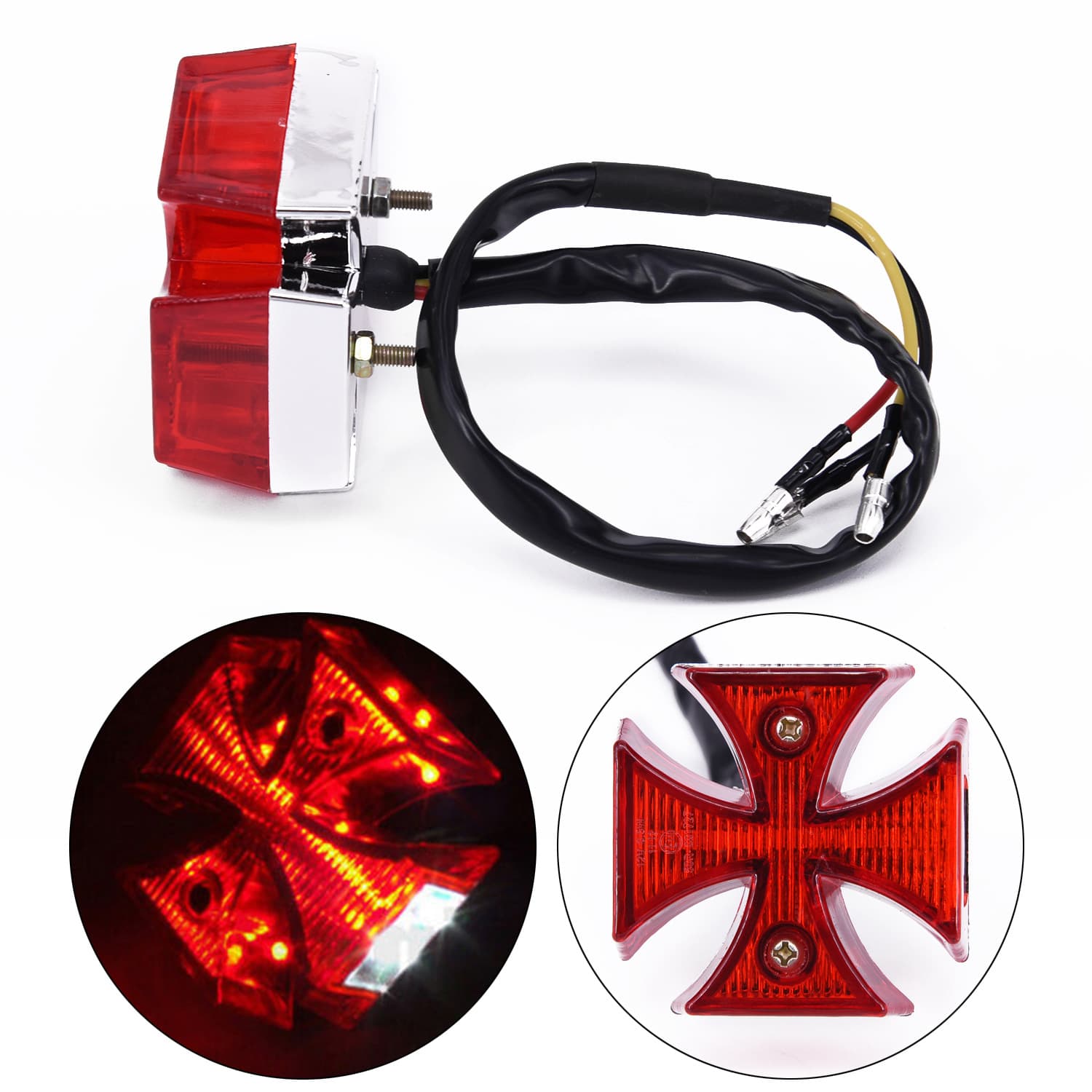 Motorcycle Parts Off-Road Vintage Cruiser Cross Rear Tail Light Brake License Plate LED Light Running Light