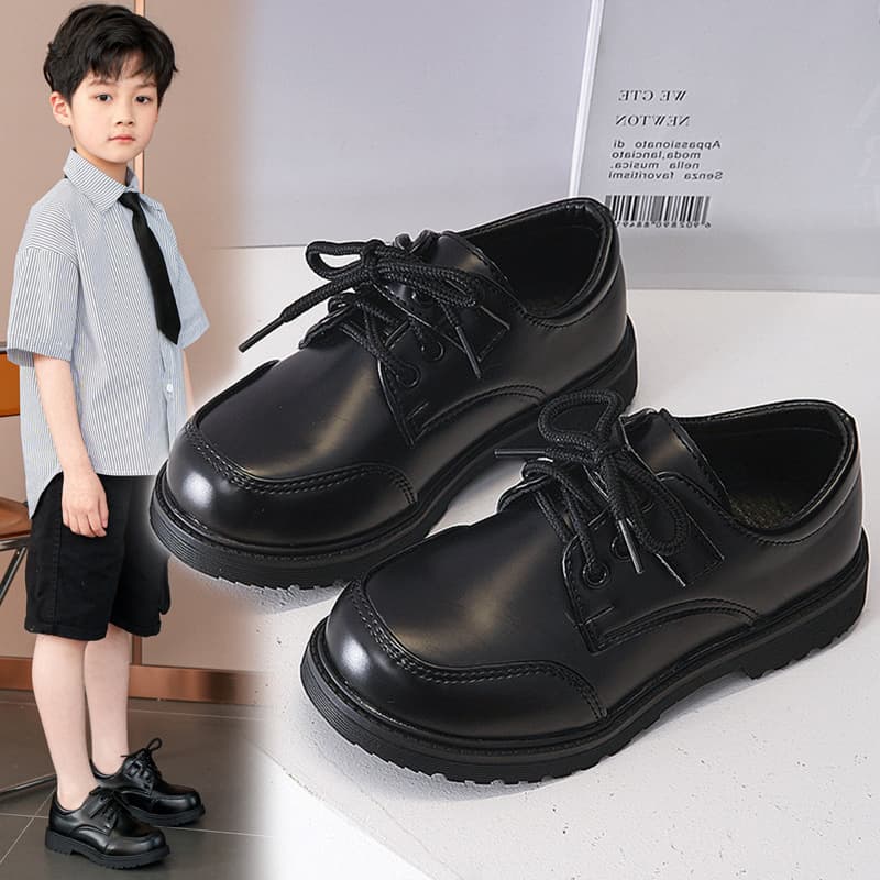 2025 New Spring/Autumn Children's Shoes, Boys' Leather Shoes in Korean-British Style for Big Kids, Elementary School Campus Performance Shoes