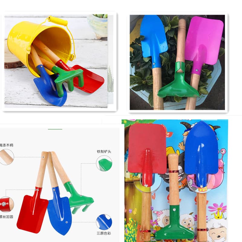 Small Iron Shovel Children's Gardening Tool 3-Piece Set: Spade, Digging Kit, Sand Toy, Flower Planting Trowel