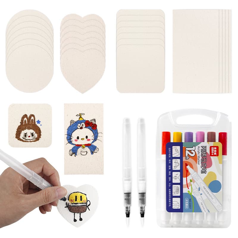 Cross-border exclusive 3D textured foam painting DIY handmade painting wooden paddle sponge creative blank drawing board