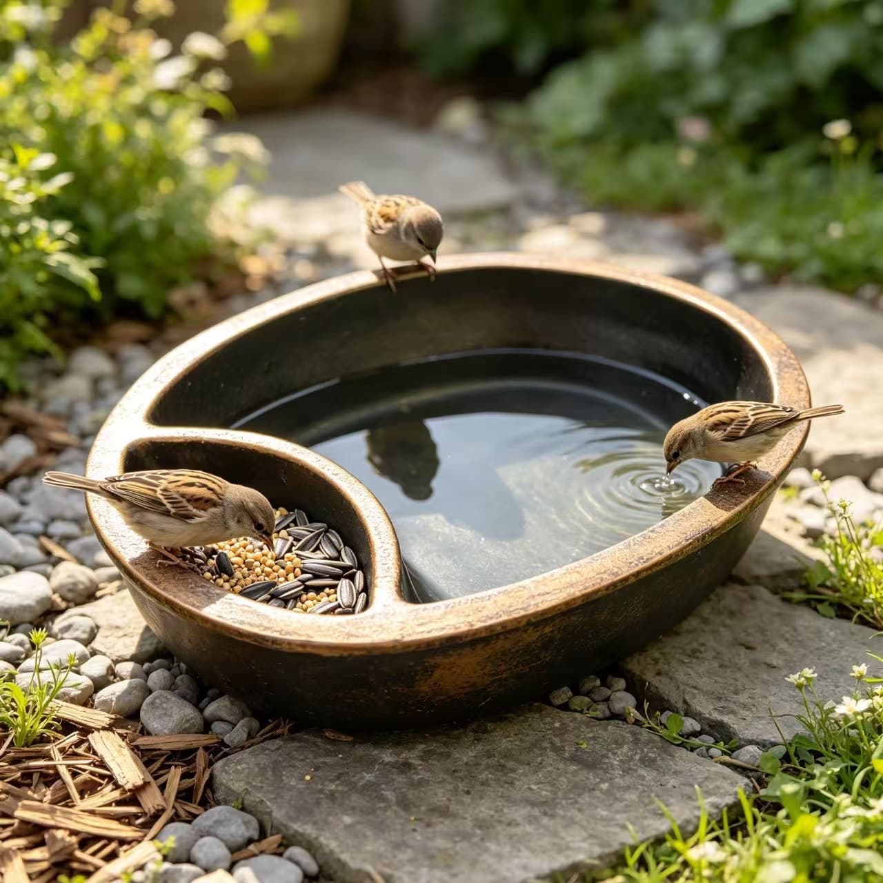 Cross-border resin turtle bird feeder, courtyard bird drinking water and feeding dual-purpose ornaments, outdoor garden decoration crafts