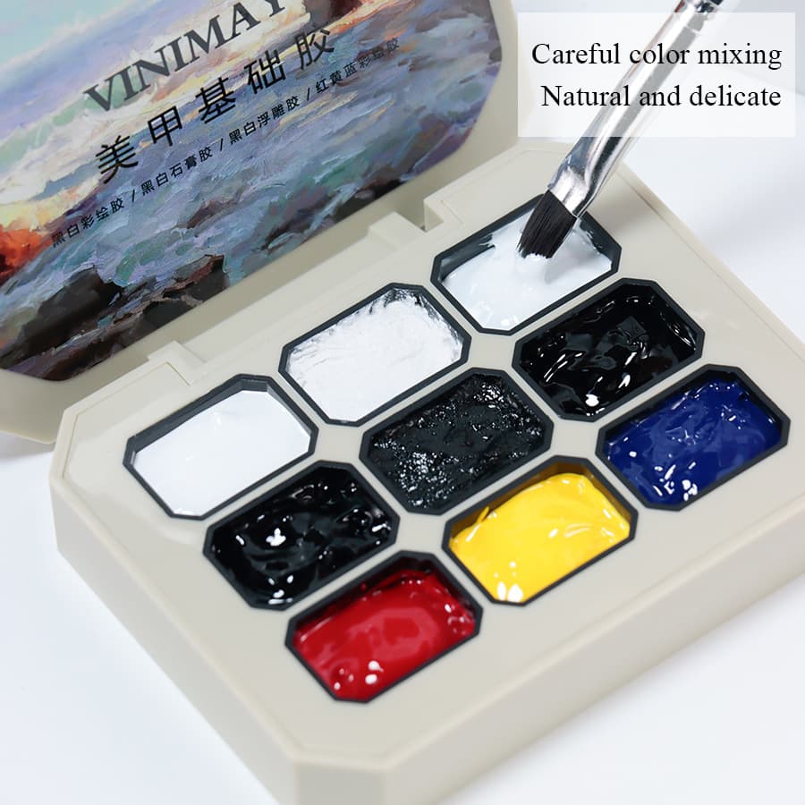 VINIMAY Nail Art 2025 New 9-Color Solid Gel No-Wipe Base Nail Polish Set Nine-Grid Nail Polish