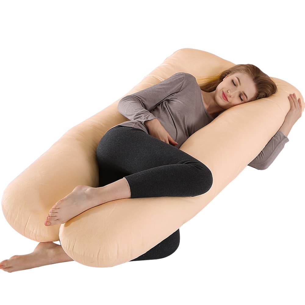 Cross-border U-shaped Cotton Maternity Pillow Back Cushion Lumbar Support Multi-functional Side Sleeping Pillow Core Body Pillow Factory Direct