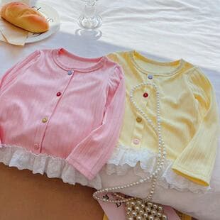 2025 Fall New Kids Sweet Lace Trim Base Layer Top for Girls Stylish Outerwear Korean Style Inner Tee
