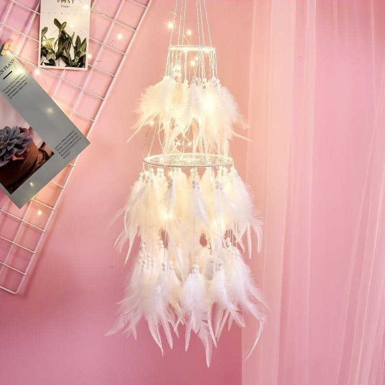 Forest-themed dream netting, finished wind chimes, forest-themed girly DIY room hanging ornaments