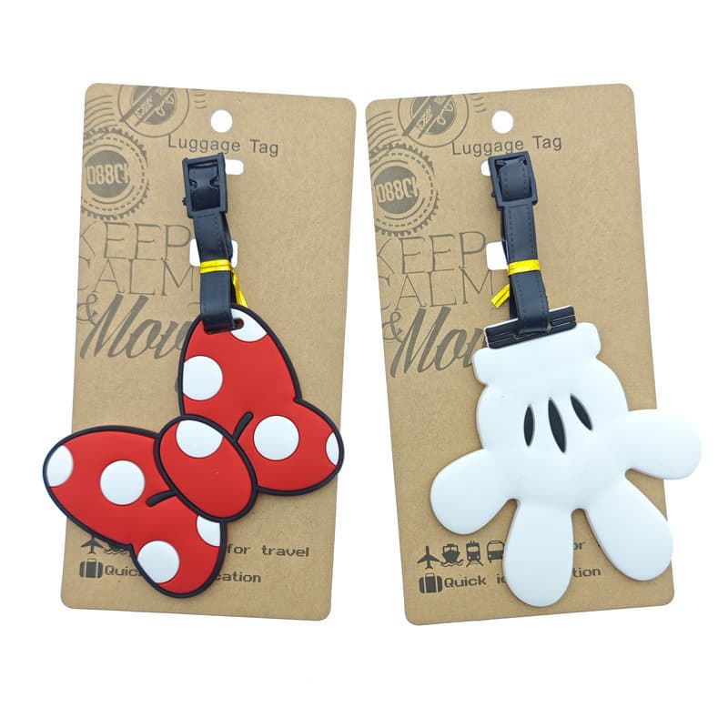 Cute Creative Bow Sunflower White Palm Stitch KT Mickey Winnie the Pooh Luggage Bag Identification Tag