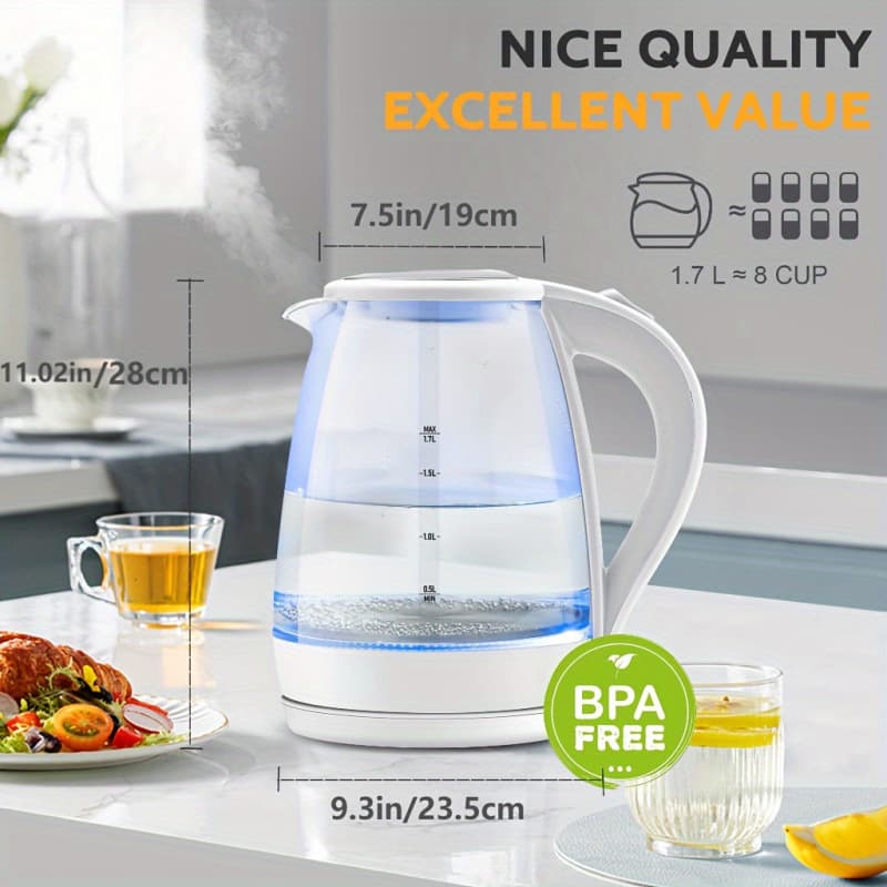1.7L Glass Electric Kettle (57 oz) Fast Boiling Tea Kettle