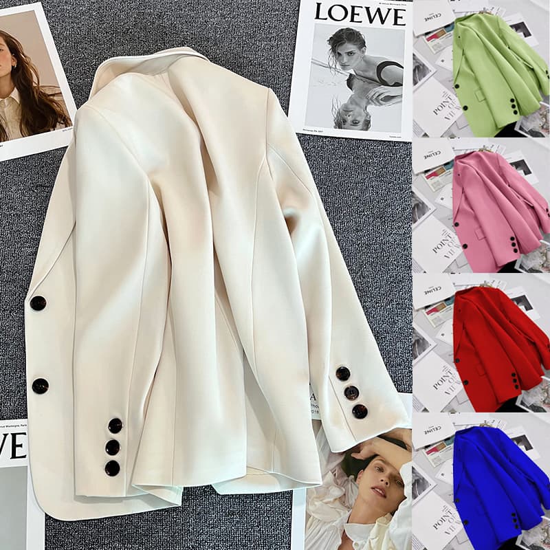Creamy-White Suit Jacket Women's Clothing 2025 Spring and Autumn New Casual Elegant Streetwear Blazer