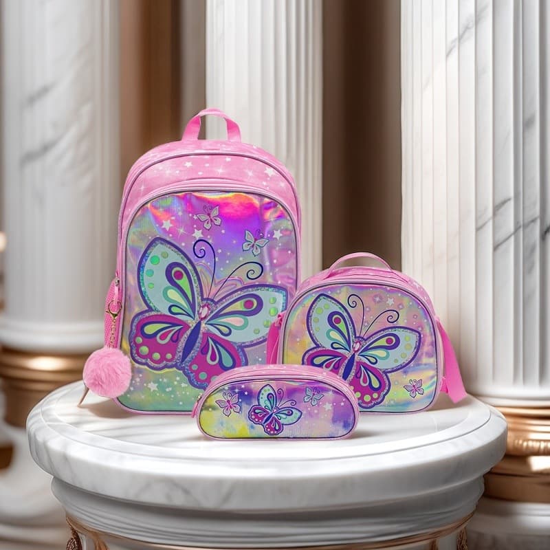 New Unicorn Sequined Elementary School Backpack 3-Piece Set, Large Capacity, Spine-Protecting Ergonomic Kids' Shoulder Bag