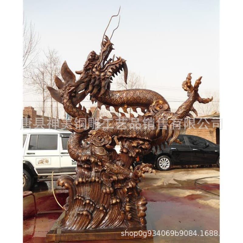 Bronze Dragon Office Decoration Animal Copper Sculpture Cast Bronze Dragon Pillar Sculpture Garden Animal Copper Carving Dragon