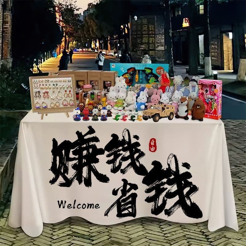 Trendy Market Stall Tablecloths, Night Market Milk Tea Stall Covers, Camping Car Tablecloths, Advertising Cloths, Customizable Business Signs, Wholesale