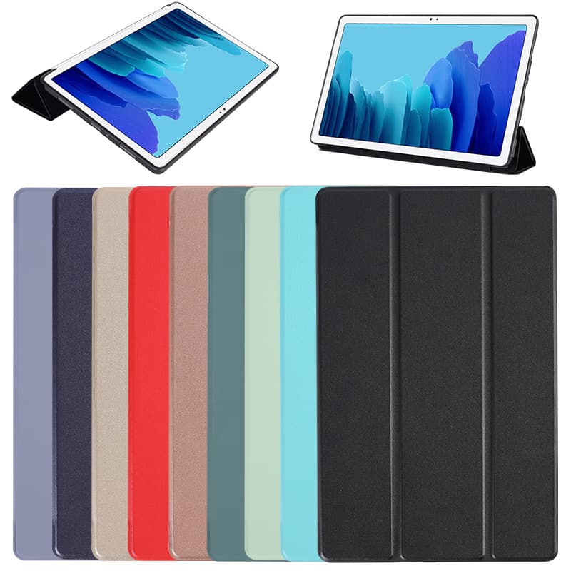 Compatible with Samsung Tab A8, A9 Plus, S9 FE, T500, T505, T507, T220, T225, S8, S7, S9, S10FE, S10FE+ Case Cover Tri-fold TPU Soft Shell