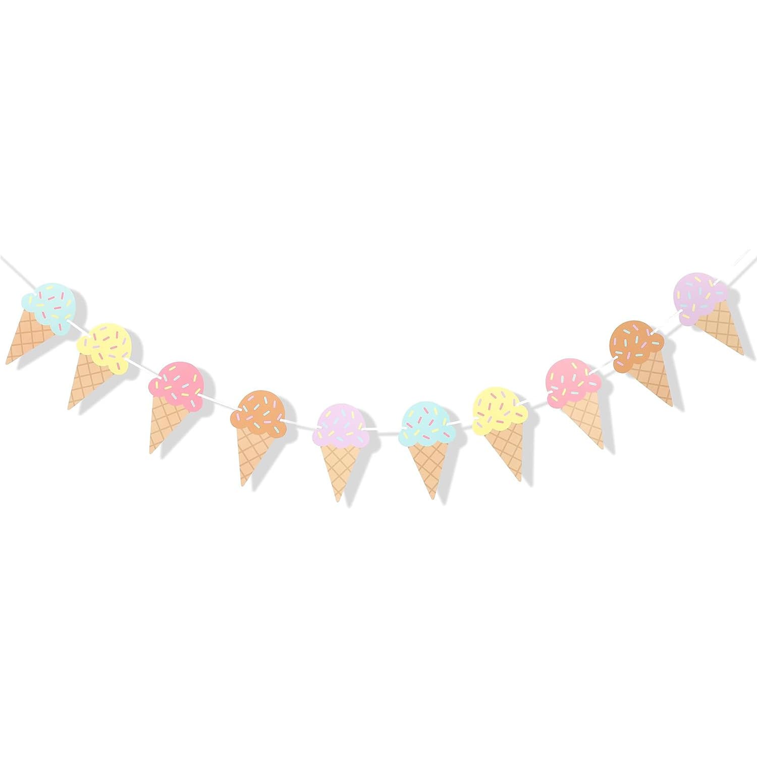 Ice Cream Birthday Banner Flag Ice Cream Birthday Party Decor Summer Birthday Party Banner Flag
