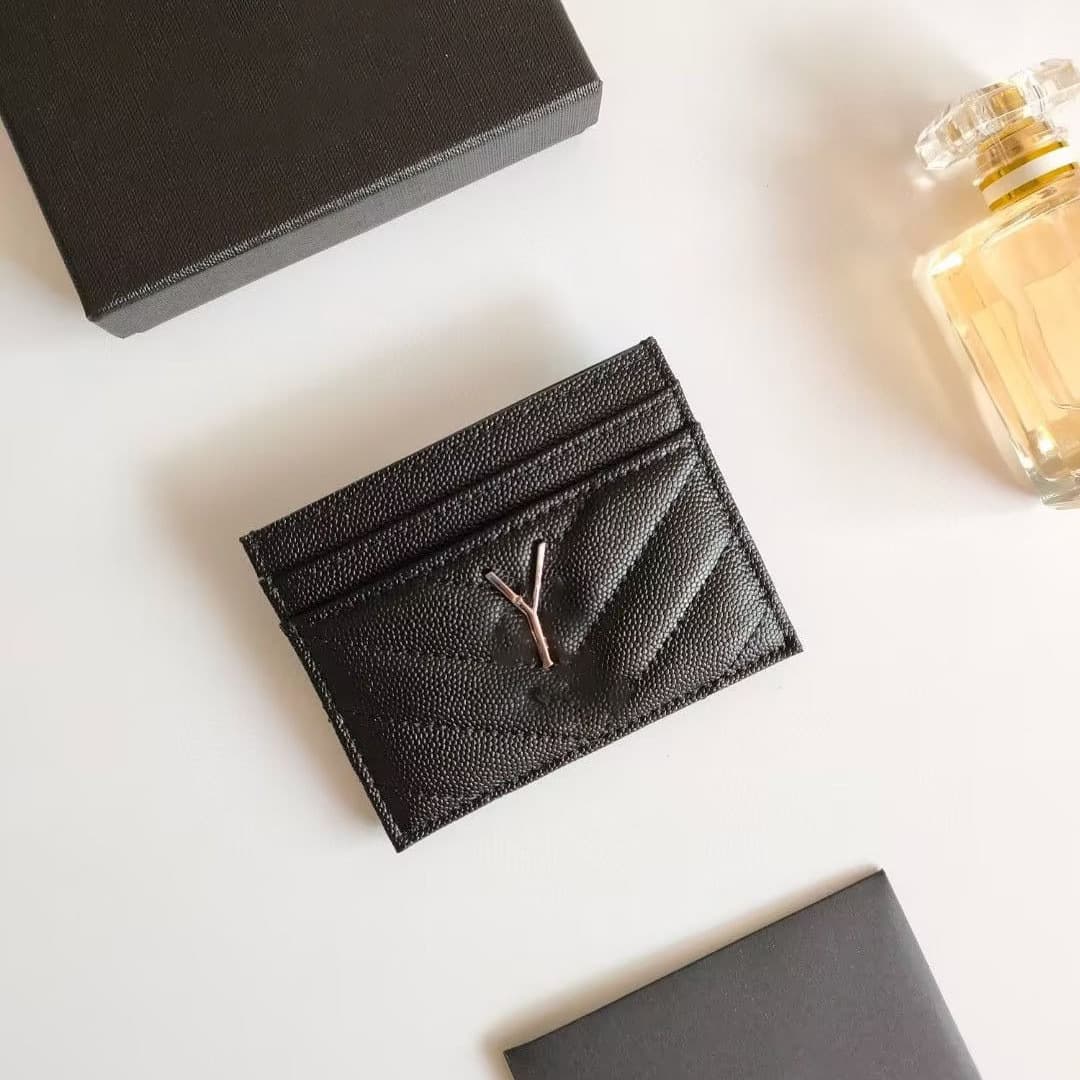 Factory Direct Wholesale Caviar Card Holder Trendy Designer Luxury Brand YSL Old Flower Crocodile Grain Leather Premium