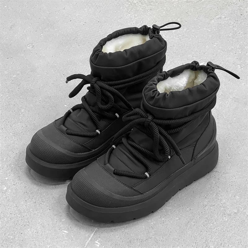 Leather Elastic Ankle Socks Style Fleece Lined Warm Work Snow Boots Winter New Height-Increasing Thick Sole Casual Versatile Boots