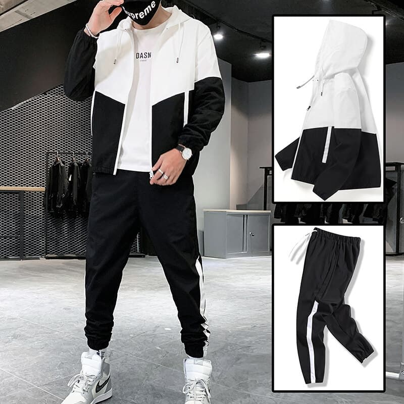 Men's Set 2025 Spring New Casual Suit Youth Korean Style Sports Two-Piece Plus Size Sports Set Trendy