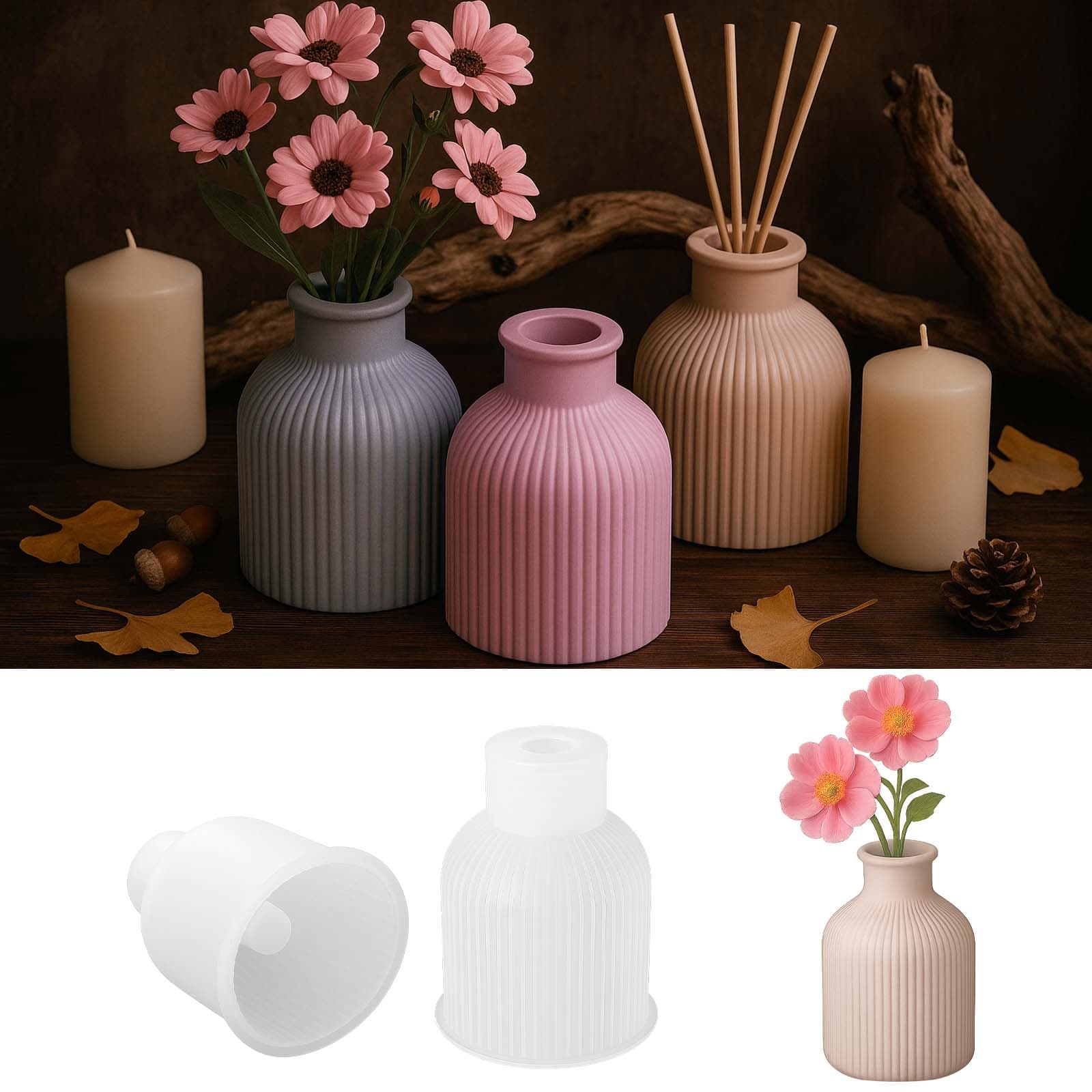 Pangyaya DIY Crystal Resin Vase Mold Flower Arrangement Vessel Ornament Candle Style Vase Resin Silicone Mold