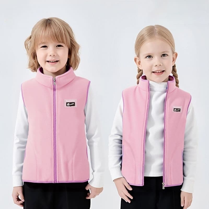 Kids Double-Sided Fleece Warm Vest Boys Girls Sleeveless Vest Middle Big Kids Autumn Winter 2025 Style Children's Wear