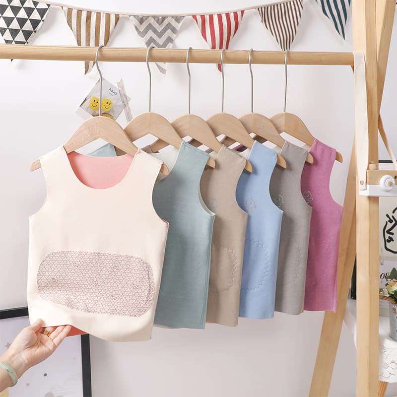 Children's Thermal Fleece Lined Vest Unisex Inner Wear Patchwork Belly Protection Warm Base Layer Tank Top Underwear for Kids