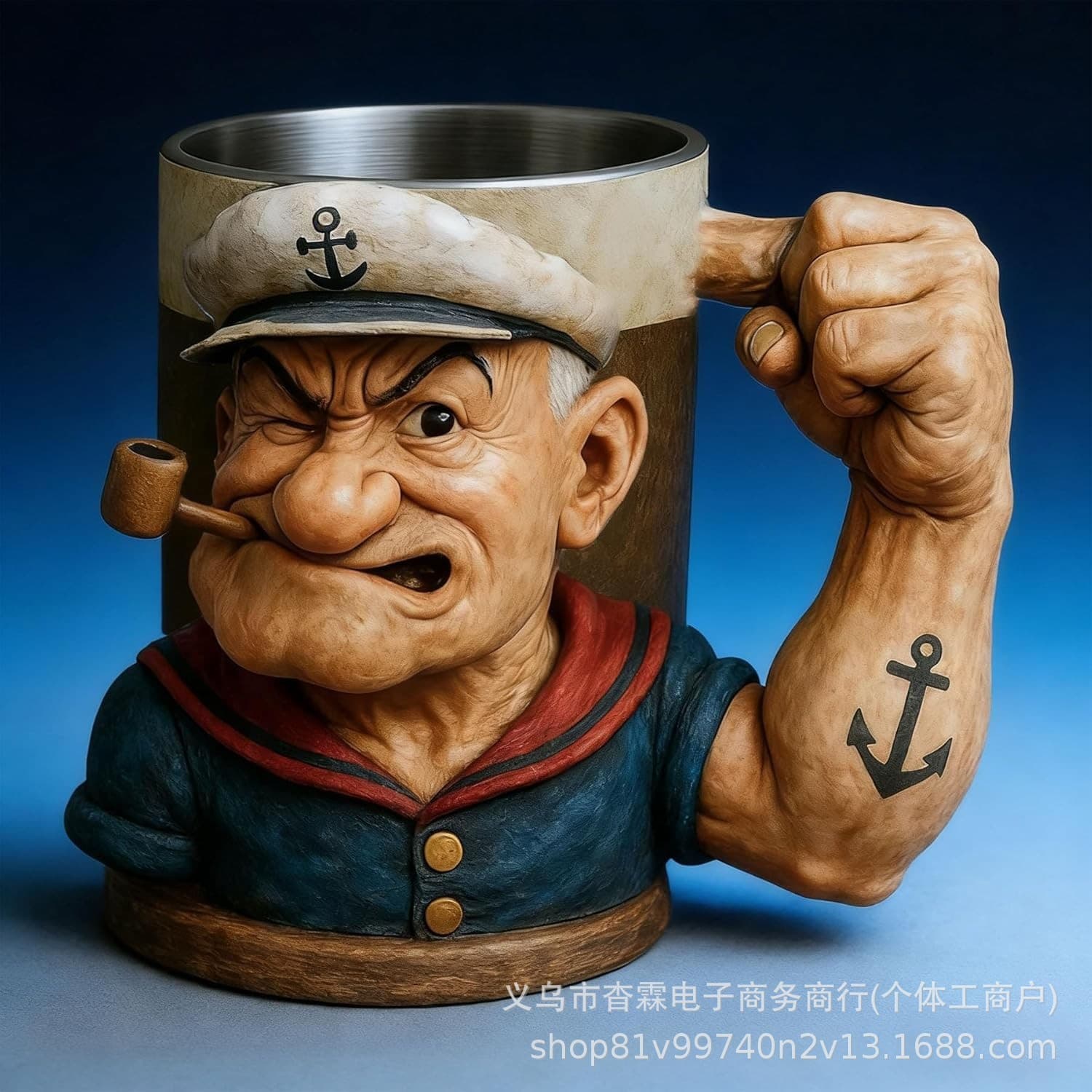 New Cross-Border Independent Station New Popeye Power Mug 3D Painda Power Mug with Inner Liner