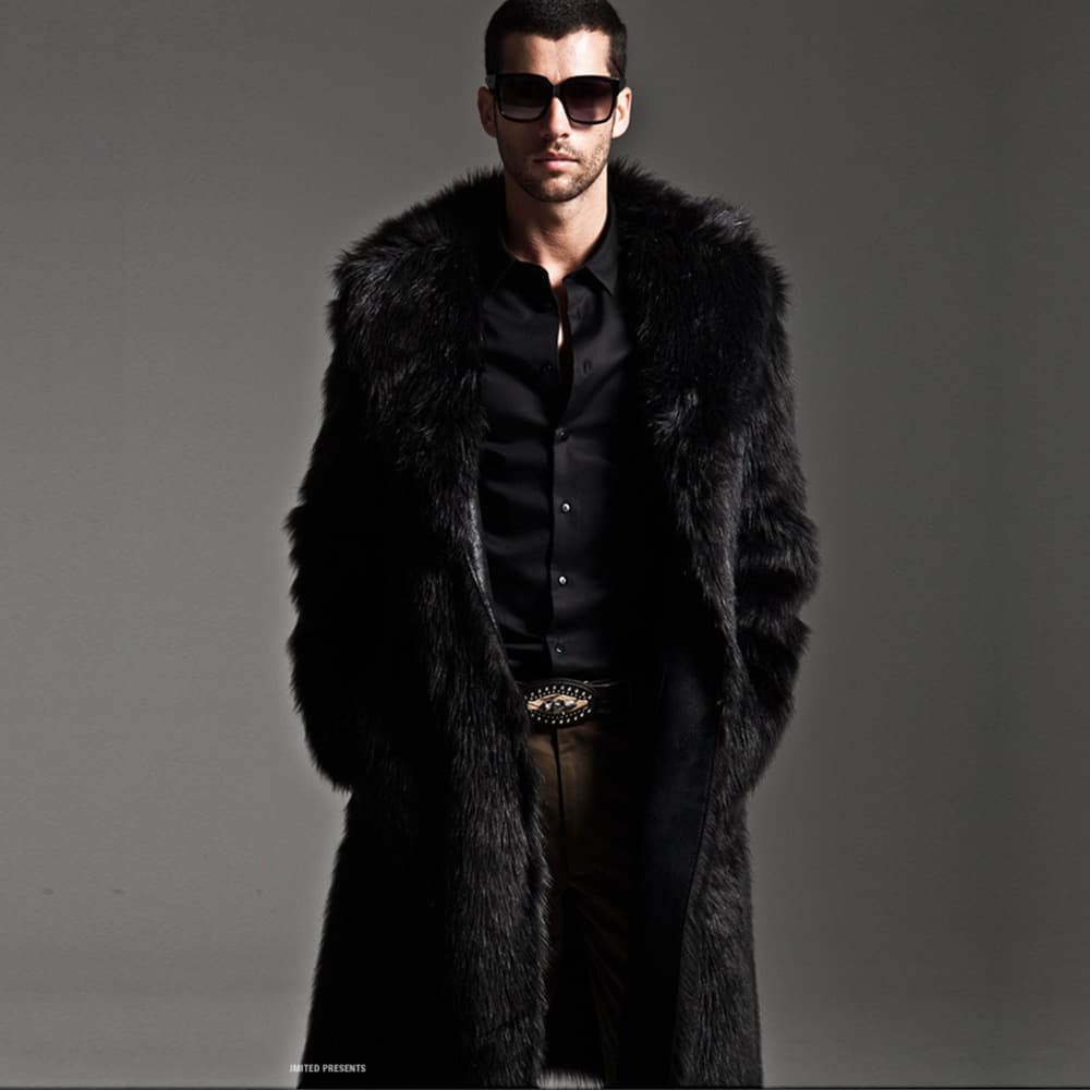 European and American Amazon Cross-Border Supply 2025 Autumn/Winter Fur Coat Men Mid-Long Artificial Fur Warm Fuzzy Overcoat