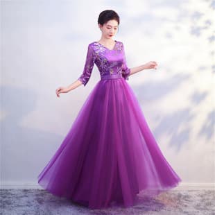 Chorus Evening Gown Long Dress Women 2026 New High-End Elegant Slimming Lace Choir Performance Dress