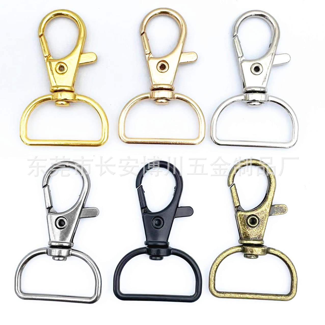Dongguan manufacturers wholesale 20mm inner diameter fish mouth buckle, 6-point zinc alloy dog buckle, keychain, bag hardware hooks.