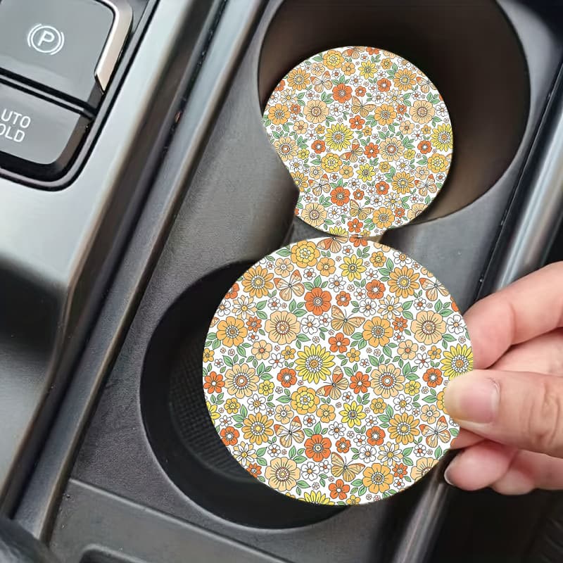 Cross-border Hot Selling Flower Coaster Car Cup Mat Cup Holder Pad Heat Insulation Pad Car Decoration Tea Cup Mat