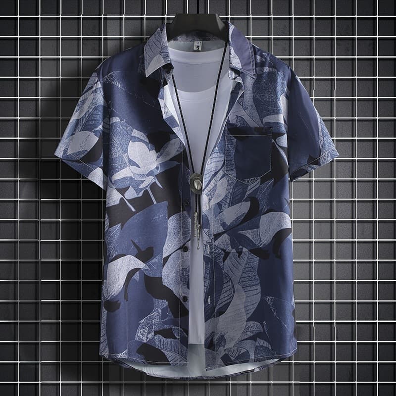 Malaysian 200 catties large size 5XL Hawaiian floral shirt for men and women Thai style short-sleeved floral shirt retro