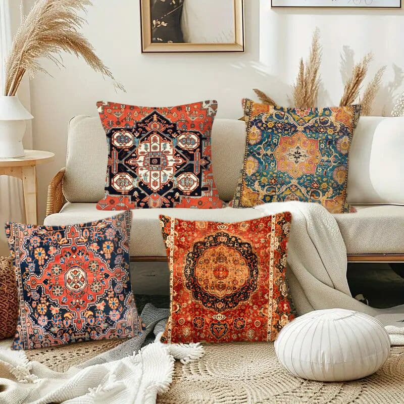 New Cross-Border Peach Skin Velvet Pillow Cover Persian Turkish Throw Pillow Cover Car Pillow Cover Sofa Cushion Home Decoration