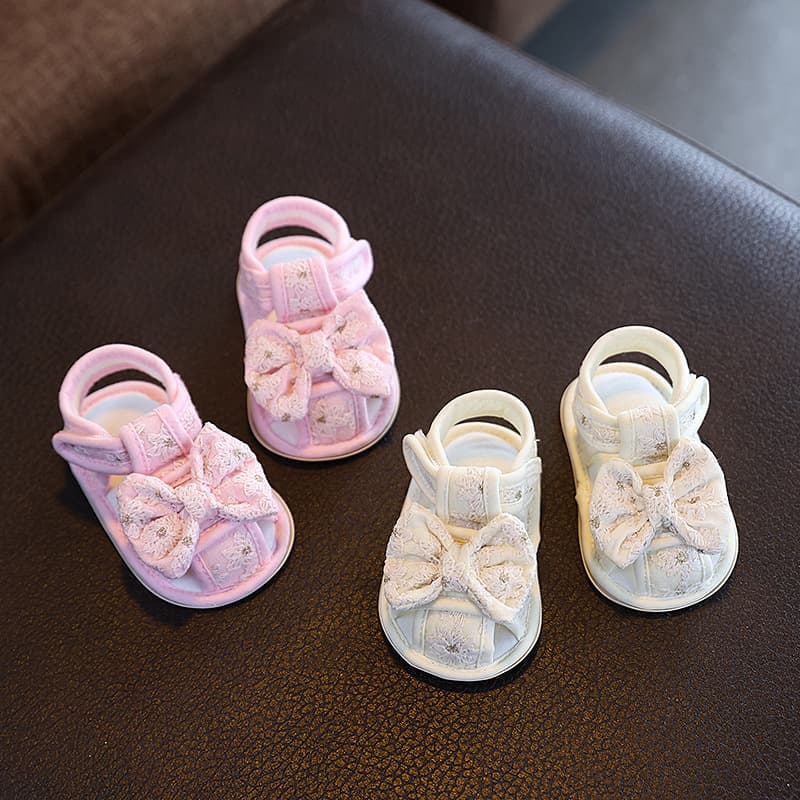Baby Sandals, Summer Breathable Soft-Sole Toddler Shoes for Girls, Non-Slip for Infants, Suitable for Outdoor Wear, with Princess Bow