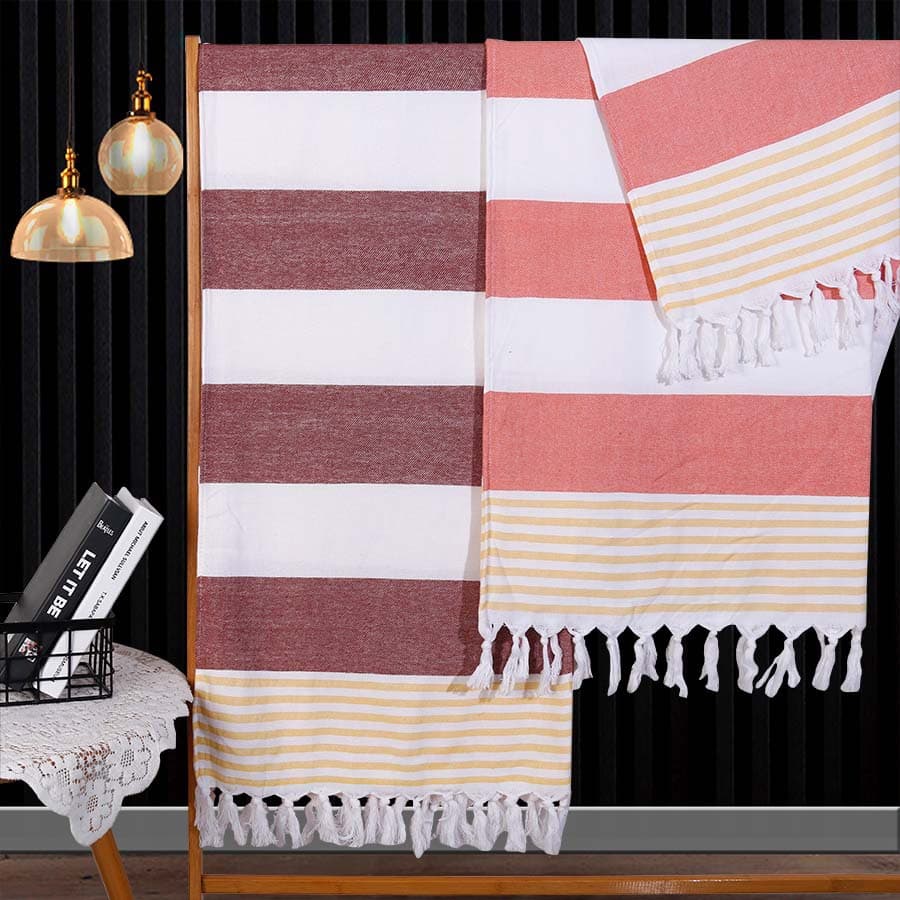 Turkish beach towel, simple cotton bath towel, striped tassel wrap towel, manufacturer wholesale, cross-border foreign trade bath towel