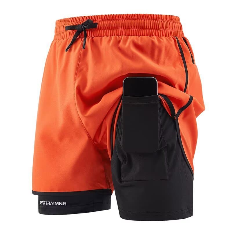 Cross-border fake two-piece sports three-piece pants anti-exposure double-layer sports three-piece pants for men and women couples running shorts outdoor