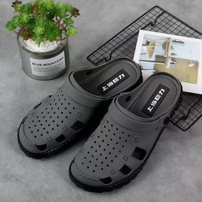 Juli Anti-Slip Breathable Sandals Men's Summer Outdoor Toe-Cover Beach Shoes Korean Clogs Work Wear-Resistant