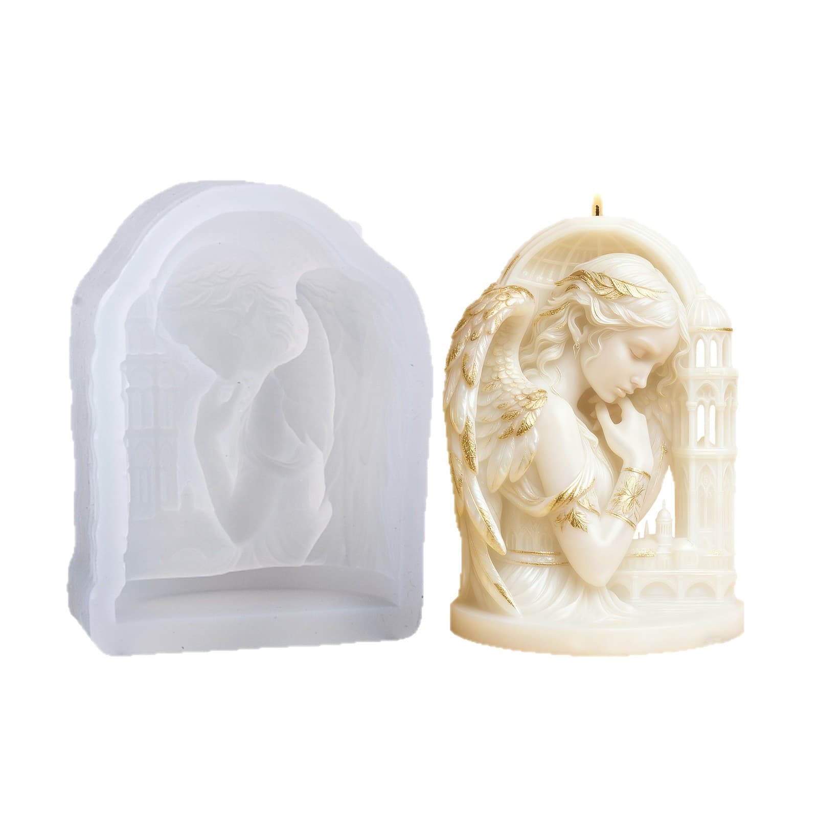 Sanxin Angel Castle Scented Candle Silicone Mold DIY Creative Angel Doll Diffuser Stone Ornament Silicone Mold