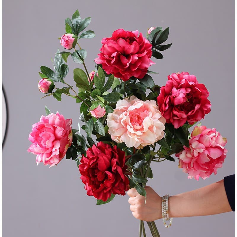 New Chinese style peony simulation flower silk flower home living room ornaments wedding decoration oversized bouquet photo props wholesale