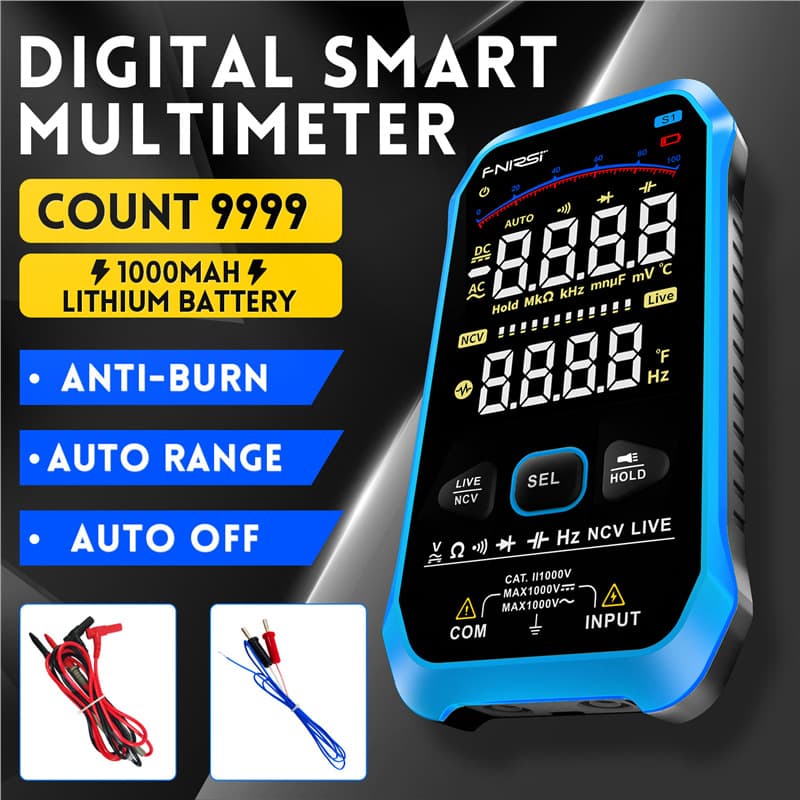 FNIRSI S1 Digital Multimeter High Precision Fully Automatic Portable Ultra-Thin Anti-Burn Digital Display Multimeter for Electricians