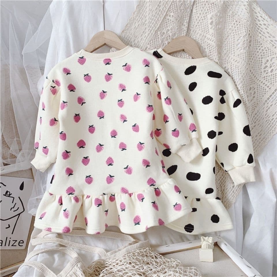 Girls' Sweatshirt Dress, New Spring and Autumn Children's Clothing, Stylish Dress for Girls, Baby Girl Polka Dot Flower Bud Dress, Factory Wholesale