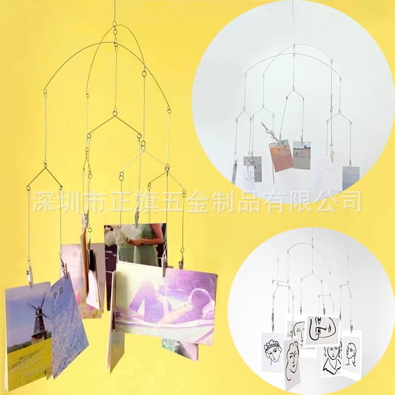Creative Nordic Home Decor Personalized Stainless Steel Hanging Wind Chime Style Photo Clip Display Clip Rotating Photo Clip