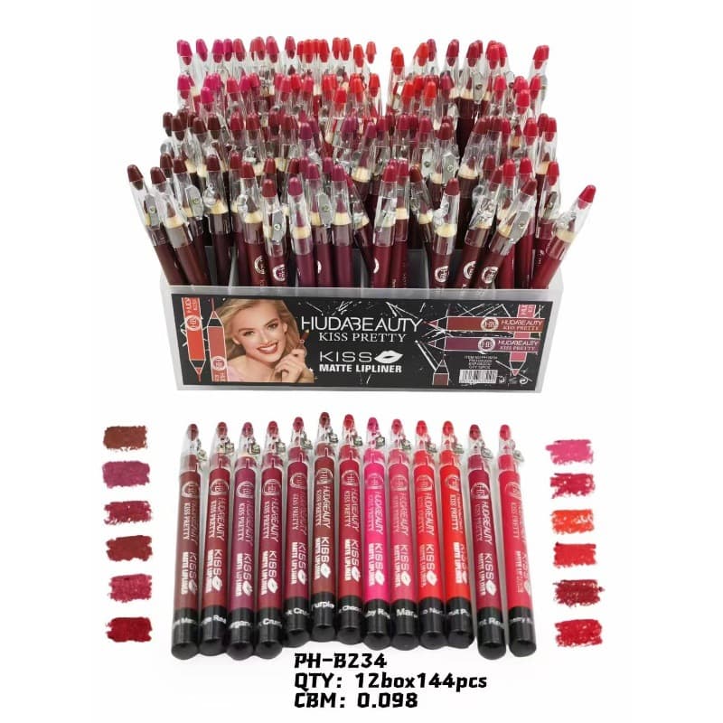 HUDA Beauty 12 Colors Mixed Waterproof Lip Liner Pigmented Non-Smudge Long-Lasting Natural Lipstick