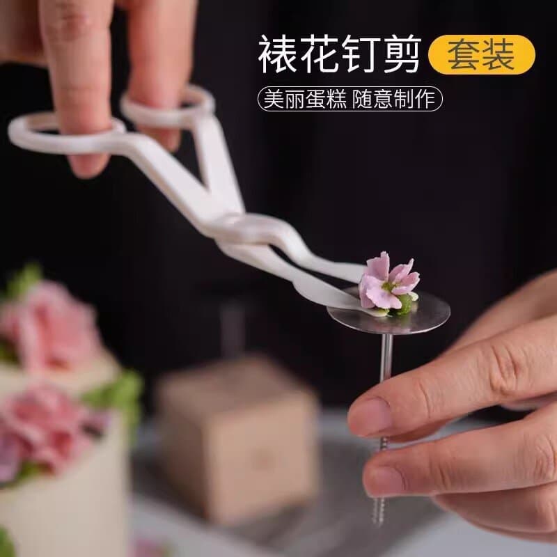 Stainless Steel Piping Nail, Fondant Scissors, Cream Scissors, Plastic Cake Nail Scissors Set Portable Piping Scissors