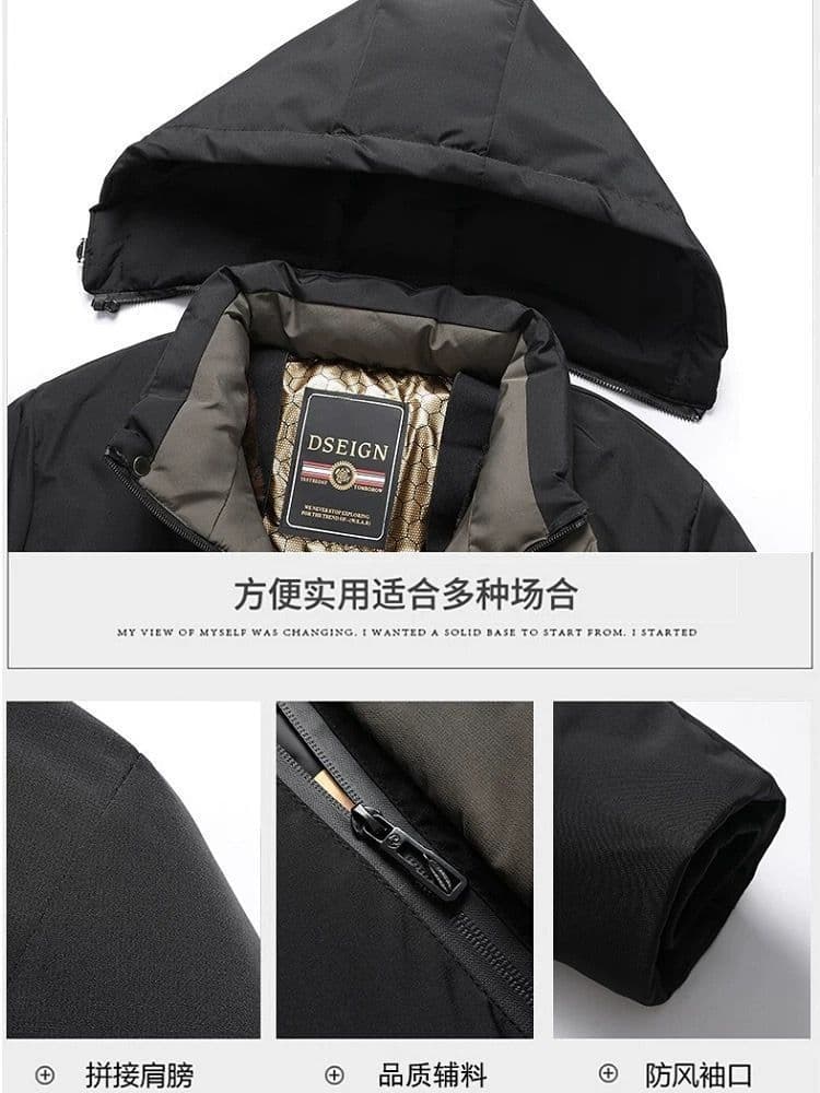 Middle-aged Business Men's Father 2024 Winter Thermal Detachable Hood Jacket Graphene Cotton Coat Parka